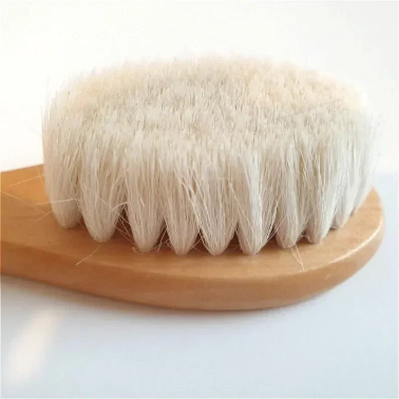 Newborn Wooden Hair Comb Natural Wool Comb Hair Brush Infant Head Massager Portable Little Child Accessories for Newborn Baby