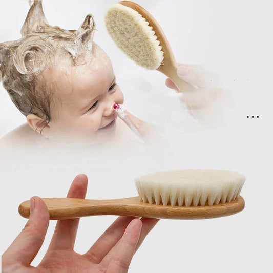 Newborn Wooden Hair Comb Natural Wool Comb Hair Brush Infant Head Massager Portable Little Child Accessories for Newborn Baby