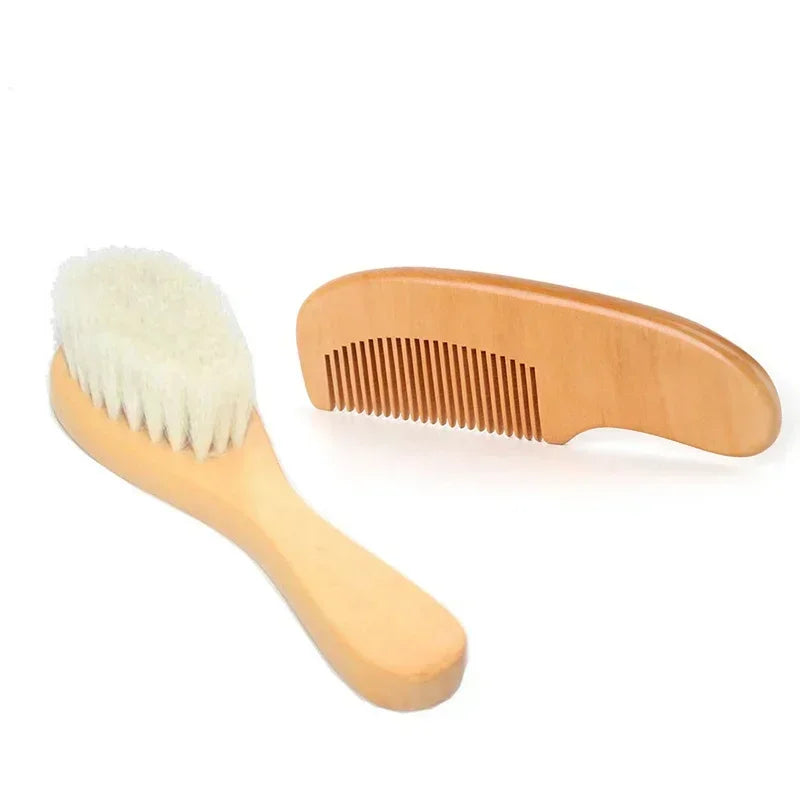 Newborn Wooden Hair Comb Natural Wool Comb Hair Brush Infant Head Massager Portable Little Child Accessories for Newborn Baby